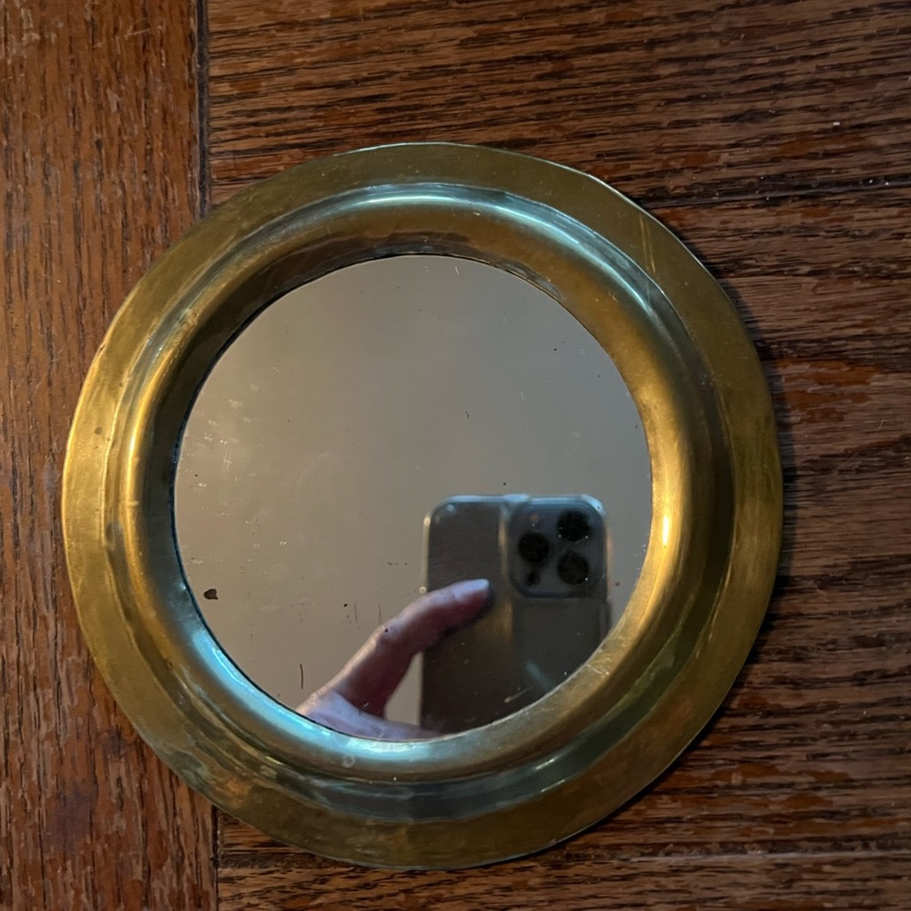 ❤️ Vintage 70’s Round Solid Brass Wall Mirror 6” India